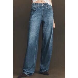 rag & bone Wide Leg Dark Blue Denim Jeans